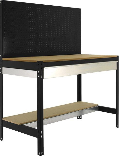 PROREGAL Werkbank Buffalo mit Werkzeugwand und Schubfach in Anthrazit, H x B x T: 84 x 150 x 61 cm, Traglast 600 kg - Bild 1