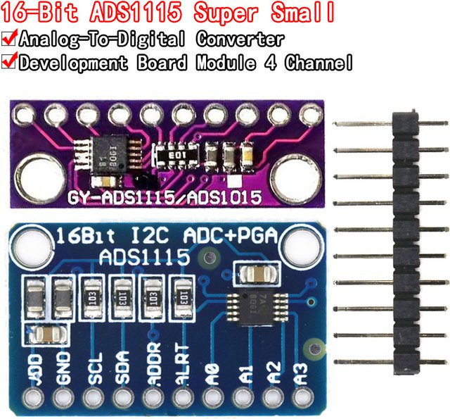 Si Tai&SH ADS1115 16 Bit I2C Modul Präzision ADC 4 Kanal Entwicklungsboard mit Pro Gain Verstärker für Arduino und RP in Blau - Bild 1