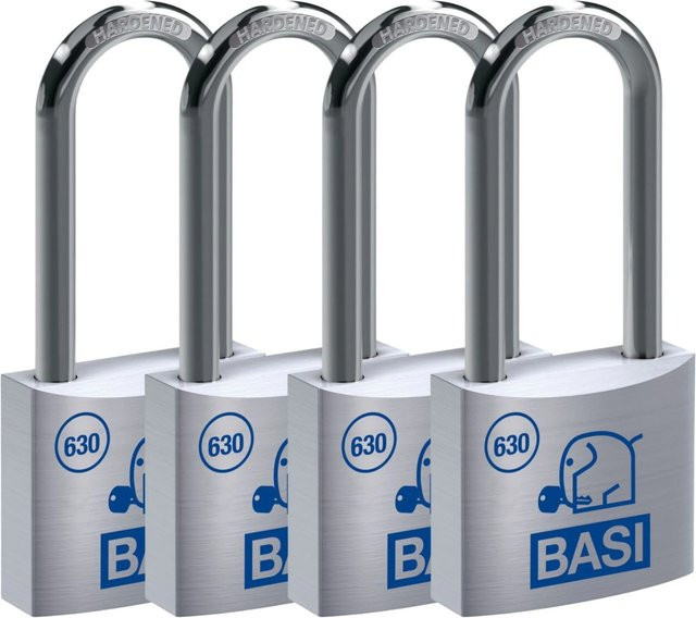 BASI Vorhangschloss Set 4x VHS 630H in Silber, Aluminiumgehäuse, Gleichschließend, Breite: 30 mm, Bügelhöhe: 63 mm - Bild 1