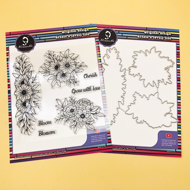 Alinacutle Transparente Silikonstempel mit Blumen-Stanzformen für Scrapbooking und DIY-Papierhandwerk - Bild 1