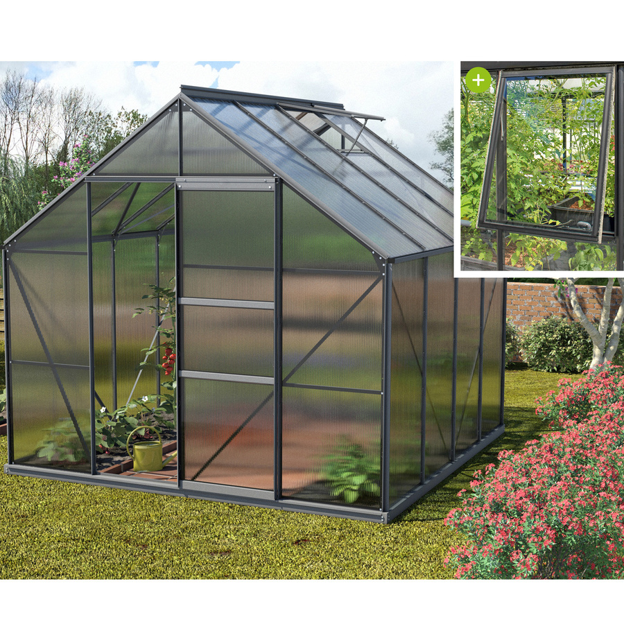 Vitavia Gewächshaus Meridian 6700 Schwarz mit Polycarbonat-Platten und Schiebetür - Bild 3