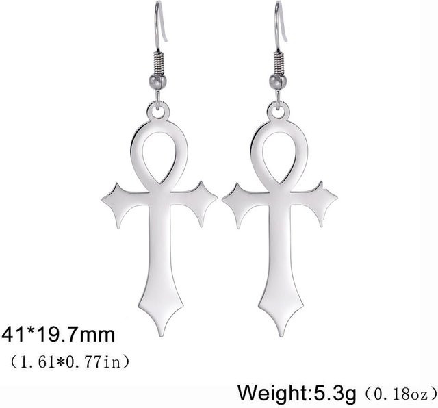 Ohrringe Edelstahl, Ankh-Kreuz, Weiß, Damen, Vintage - Bild 1