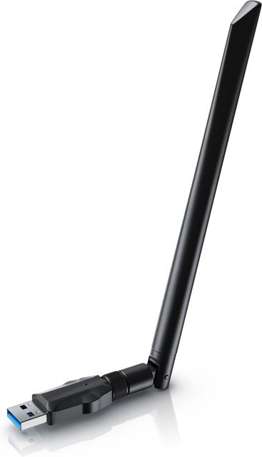 Aplic WLAN Adapter Dual Band 1200MBit/s mit 5 dBi externer Antenne, USB 3.2 Gen.1 Mini WiFi Stick, Schwarz - Bild 1