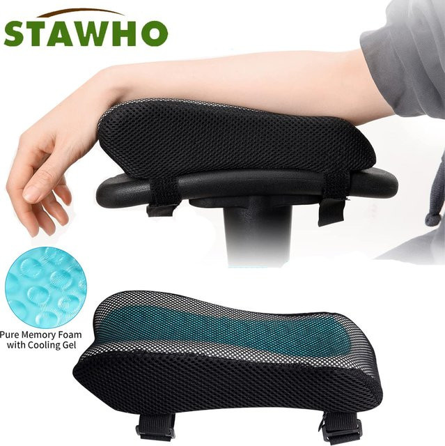 Ergonomische Armlehnen-Polster von STAWHO in Schwarz für Bürostühle, Computer- und Gaming-Stühle - Bild 1
