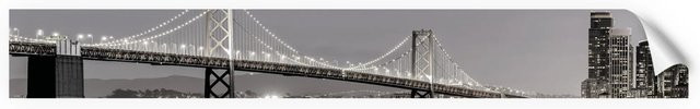 Myspotti Küchenrückwandfolie San Francisco in Tile-Look, Selbstklebend, B: 450 cm, H: 60 cm, Schwarz-Weiß-Grau - Bild 1