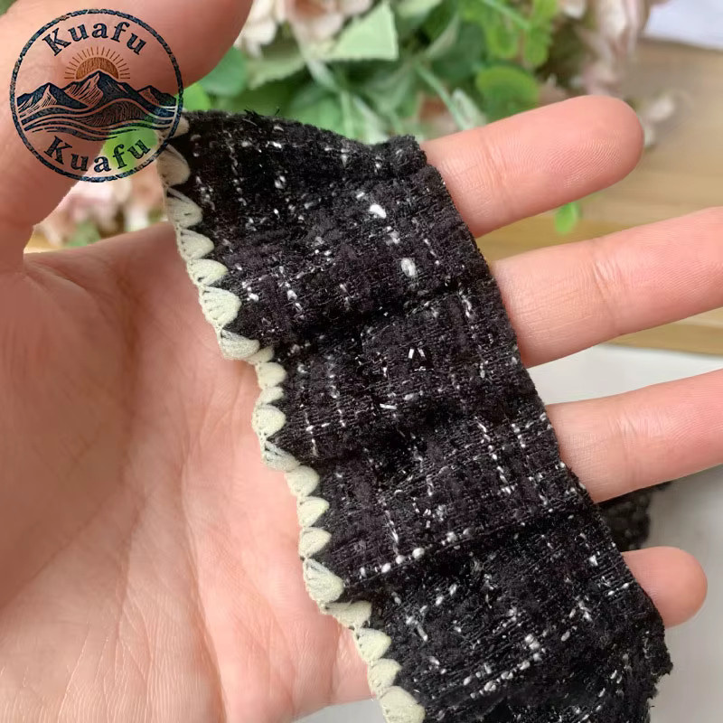 Retro Wellenrand Plissiertes Spitzenband mit Rüschenrand als Nähzubehör für Kleidung und DIY Bastelprojekte, Breite: 5 cm - Bild 2