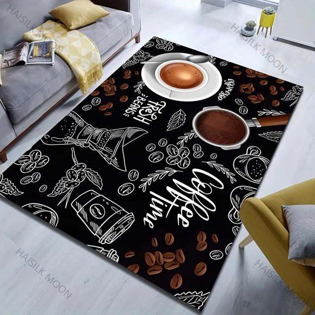 UQIDEHOME Bereichsteppich Karpetti mit Kaffeebohnen-Design in Schwarz, B/T: 90 x 60 cm - Bild 1
