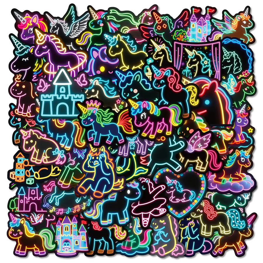 Rspctou Kawaii Neon Einhorn Graffiti Aufkleber, Sticker Set, multicolour - Bild 2