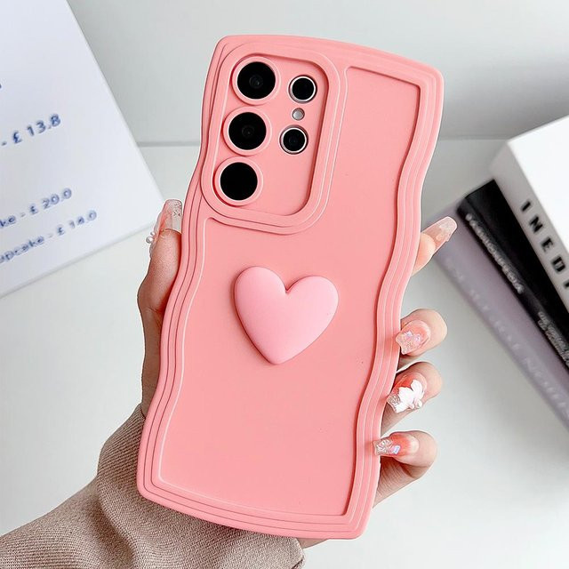 Stoßfeste Silikon-Handyhülle mit buntem Liebesherz-Design für Samsung Galaxy S24 S23 S22 S21 S20 Ultra Plus, Farbe: Mehrfarbig/Pink - Bild 1