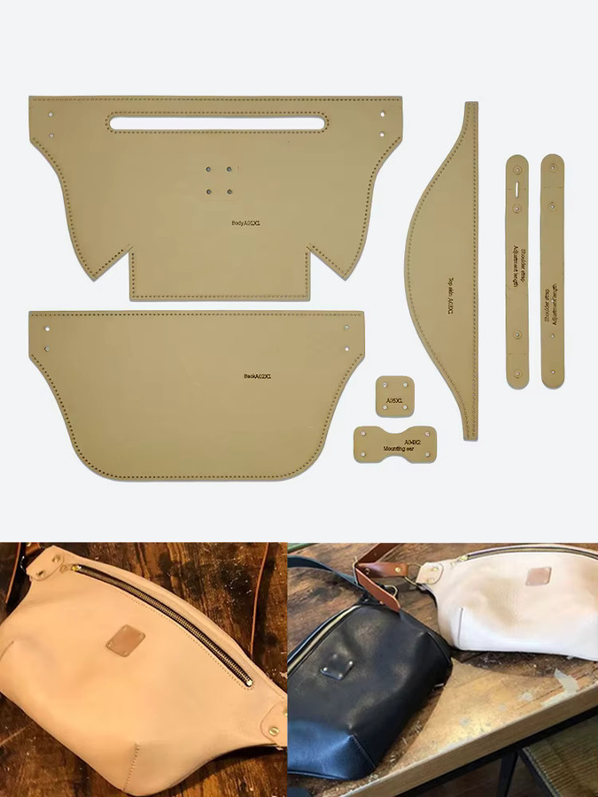 YOMDID 7er Set DIY Bastelvorlagen aus Papier für handgemachte Leder-Taschen und Brusttaschen in Beige und Multicolour - Bild 3