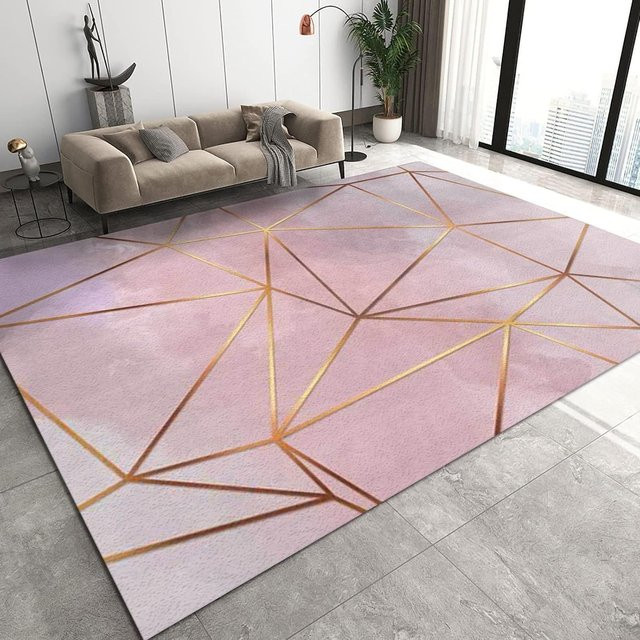 BC-Warm Home Nordischer Kunstteppich in Pink, moderner geometrischer Design-Bodenmatte aus Polyester, rutschfest, B/T: 140 x 200 cm - Bild 1