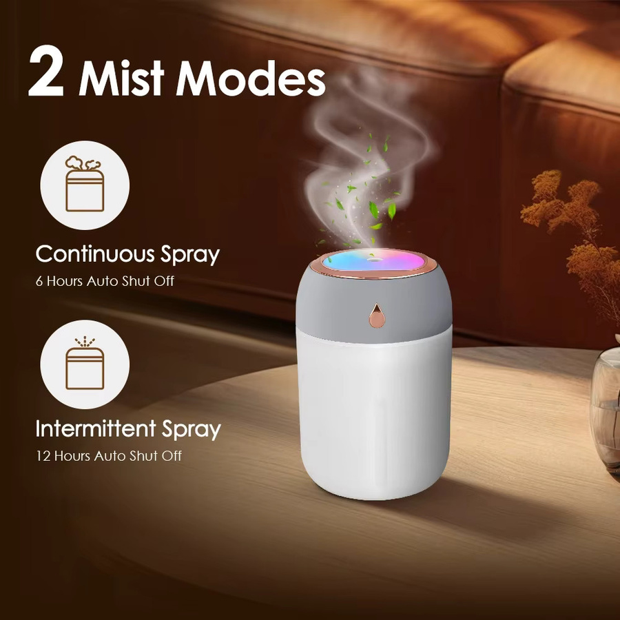 AFDEAL Aromatherapie-Diffusor mit Doppelsprüh-Funktion und farbiger Beleuchtung, Weiß, 300ml oder 600ml - Bild 2