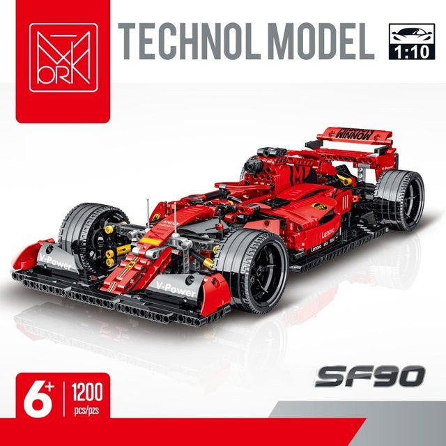 Yaafun Rennwagen-Bausteine-Set, 1200 Teile, rotes Fahrzeug-Modell aus Kunststoff für Kinder und Erwachsene - Bild 1