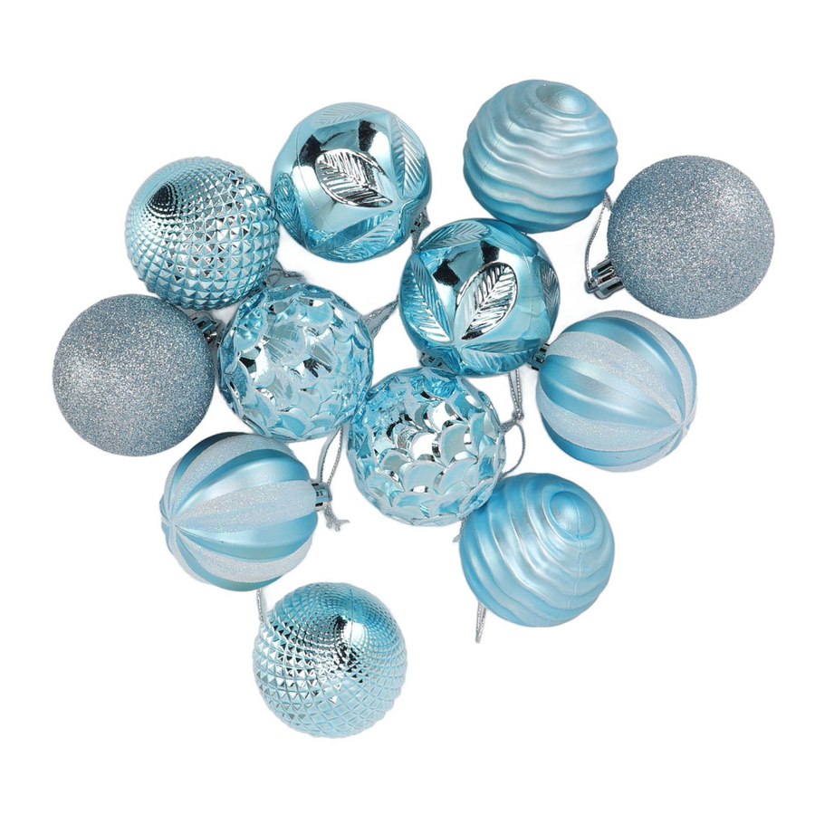 TOMTOP JMS Weihnachtsbaumkugeln in Blau als runde Ornamente für Weihnachtsbaumschmuck und Familienfeiern - Bild 2