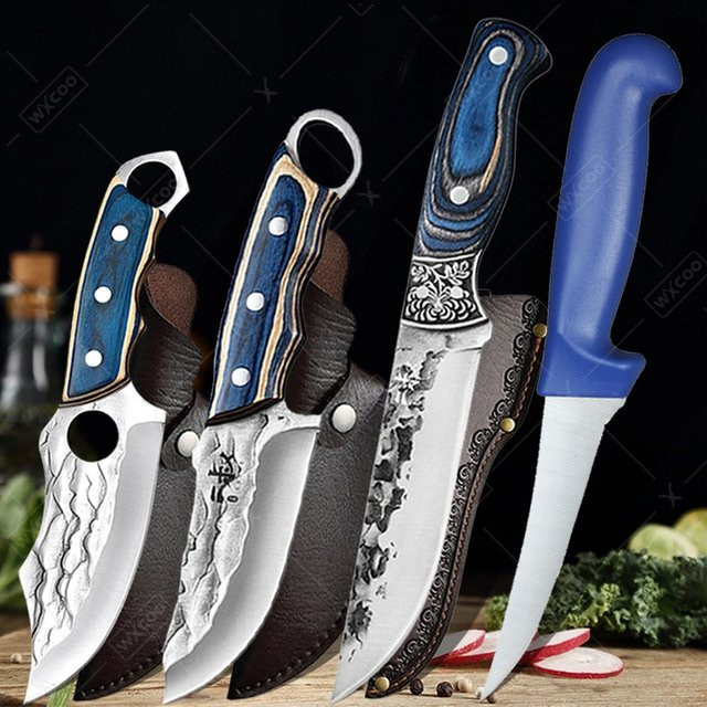 WXCOO Kochmesser aus handgeschmiedetem Hochkarbon-Stahl mit Holzgriff für Fleisch und Fisch - Bild 1