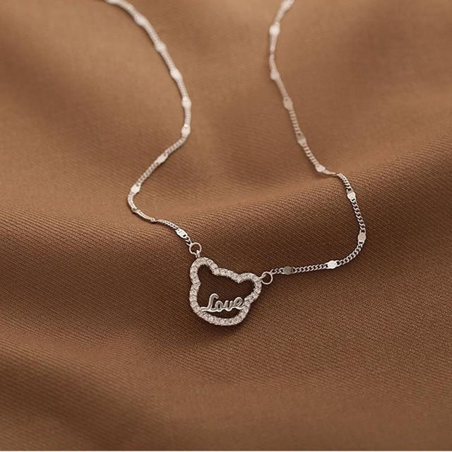 Halskette mit Bär Anhänger, 925 Sterlingsilber, Damen, brown - Bild 1