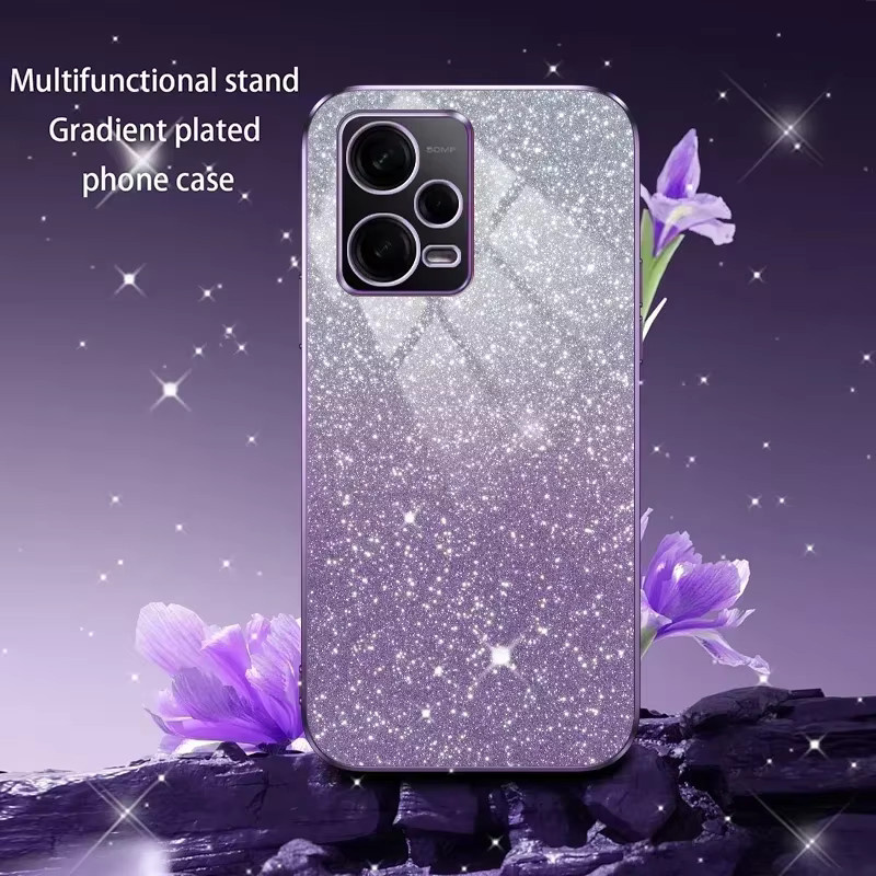 Stoßfeste Handyhülle mit Luxus Gradient Glitter Beschichtung für Xiaomi Redmi Note 13 12 11 10 Pro Serie in Multicolour und Purple - Bild 2