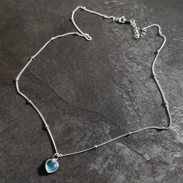 Allbestart Halskette, 925 Silber, Herz Mondstein Anhänger, 43 cm, Damen - Bild 1