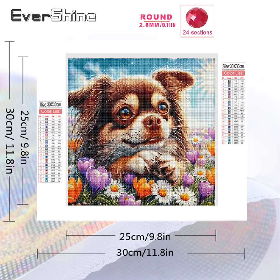 EverShine Diamant-Gemälde mit floralem Motiv und Gänseblümchen, Bastelset für Mosaik-Stickerei in Multicolour, Breite: 20 cm, Höhe: 20 cm - Bild 2