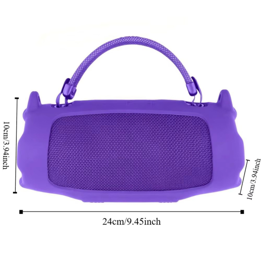 Silikon Schutzhülle mit Schultergurt für JBL Charge 6 Bluetooth Lautsprecher in Schwarz oder Lila, spritzwassergeschützt und stoßfest - Bild 5