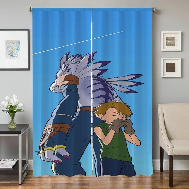 D-digimon Verdunklungsvorhänge Set aus 2 Stück, blau, semi-transparent, Breite: 50 cm, Höhe: 70 cm - Bild 1
