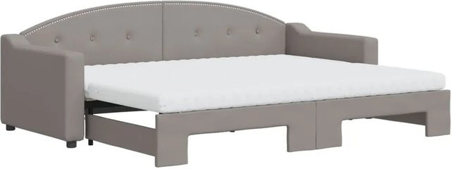 vidaXL Ausziehbares Tagesbett mit Matratze in Taupe, Modernes Polsterbett für Wohnzimmer oder Schlafzimmer, B/T/H: 200 x 80 x 75 cm - Bild 1