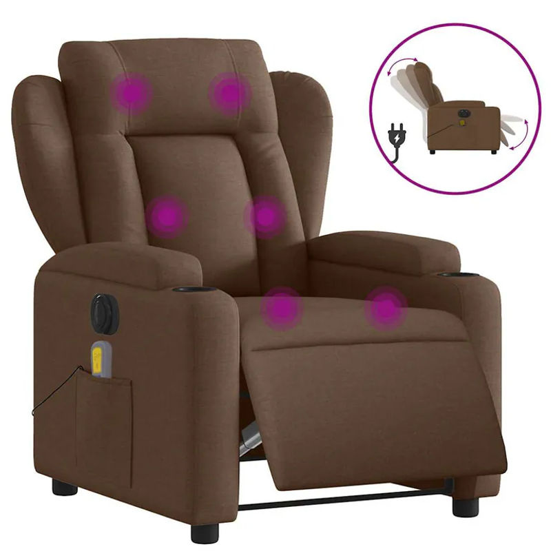 Vidaxl Elektrischer Massagesessel als Relaxsessel aus Stoff in Braun - Bild 4