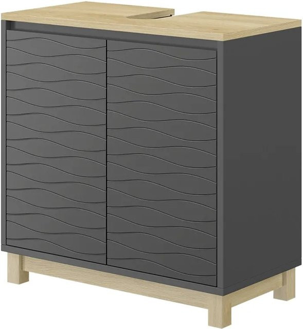 Vicco Waschbeckenunterschrank Livia in Anthrazit mit 2 Türen, B/T/H: 60 x 60 x 30 cm - Bild 1