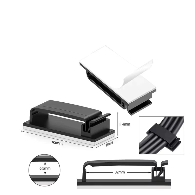 10 Stück Selbstklebende Kabel Organizer Clips aus Kunststoff für USB-C und Datenkabel in Schwarz und Weiß - Bild 2