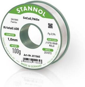 Stannol Lötdraht Kristall 600 Lötzinn bleifrei, Farbe: Silber, 100 g, 1 mm - Bild 1