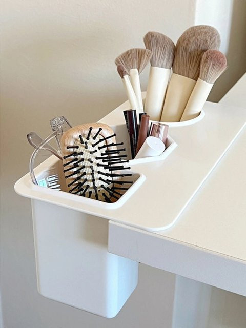 Dreifacher Hängender Organizer für Schreibtisch in Weiß zur Aufbewahrung von Stiften, Briefpapier und Make-up-Pinseln aus Kunststoff - Bild 1