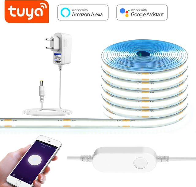 CHNAITEKE COB LED Streifen Smart Home WiFi Licht mit Tuya und Smart Life App Steuerung, dimmbar, kompatibel mit Alexa und Google Home, Farbe: Weiß - Bild 1