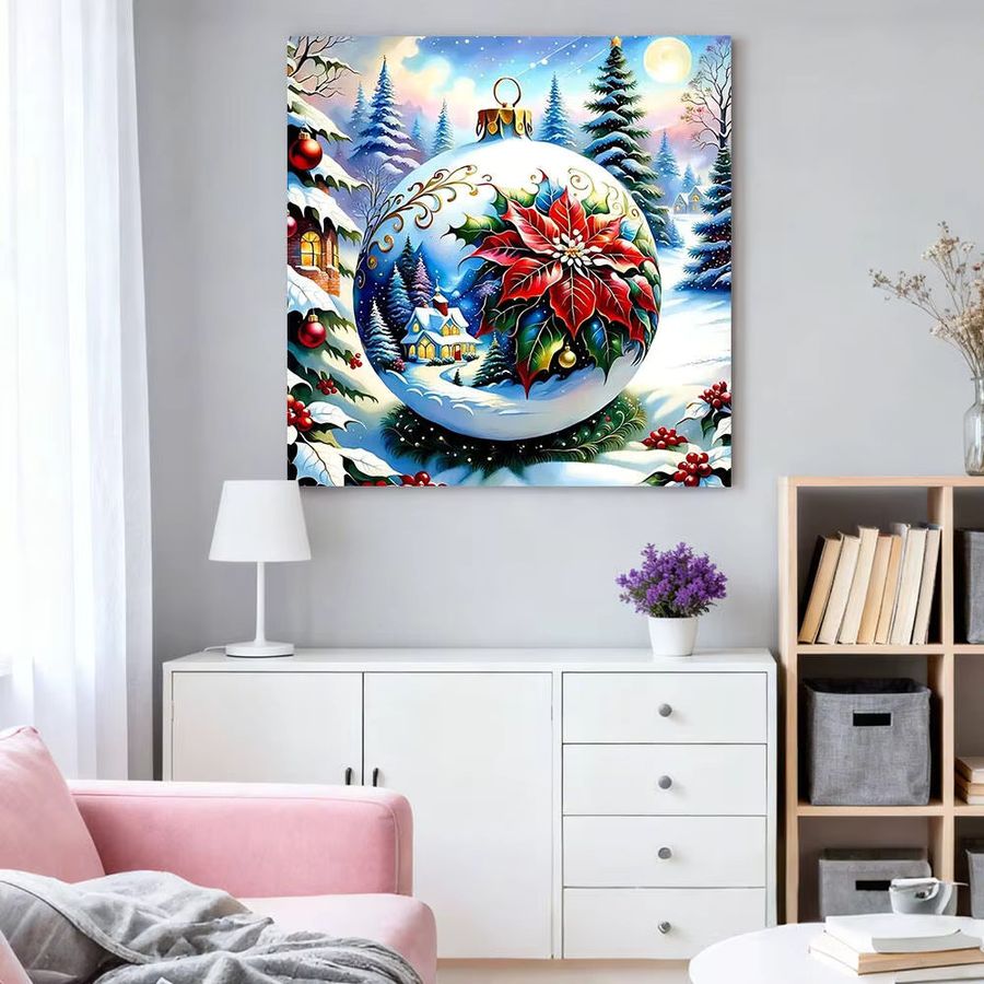 HUACAN Diamantmalerei Weihnachten Winterlandschaft mit Vollrunden-Bohrern als Wanddekoration - Bild 3