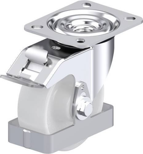 Blickle L-PO 100R-FI-FS Stahlblech-Lenkrolle aus verzinktem Stahl mit Kunststoffrad, Durchmesser: 100 mm, Tragfähigkeit: 250 kg, Farbe: Silber - Bild 1