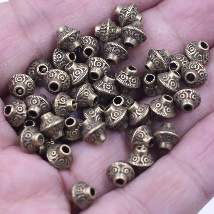 ShengCong Abstandsperlen, Doppelkegel, Zink-Metalllegierung, bronzefarben, 6 x 6 mm, 30 Stück - Bild 2