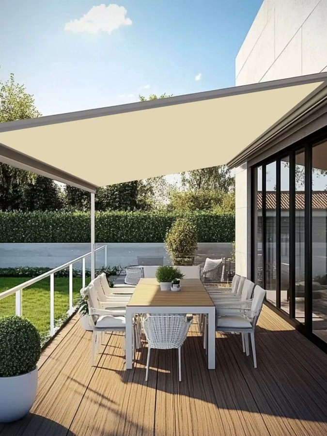 Wasserdichtes Sonnenschutzsegel aus Polyester in Sand oder Beige, rechteckig, mit Ösen für Garten, Terrasse oder Pergola - Bild 5