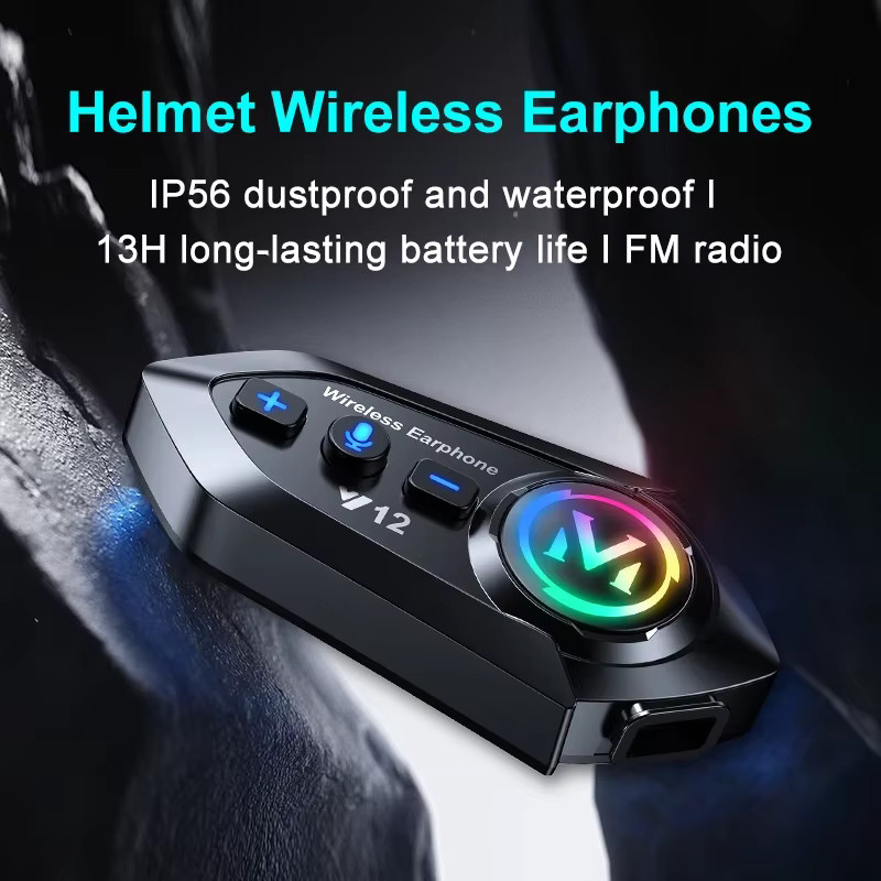 KEBETEME Bluetooth 5.4 Motorradhelm-Headset für 2 Fahrer, Wasserdichtes kabelloses In-Ear Headset mit FM-Radio und Sprachassistent, Schwarz - Bild 3