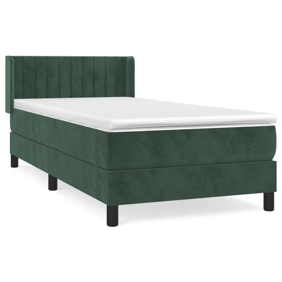 vidaXL Boxspringbett mit Matratze Dunkelgrün Samt B/T: 90 x 190 cm - Bild 2