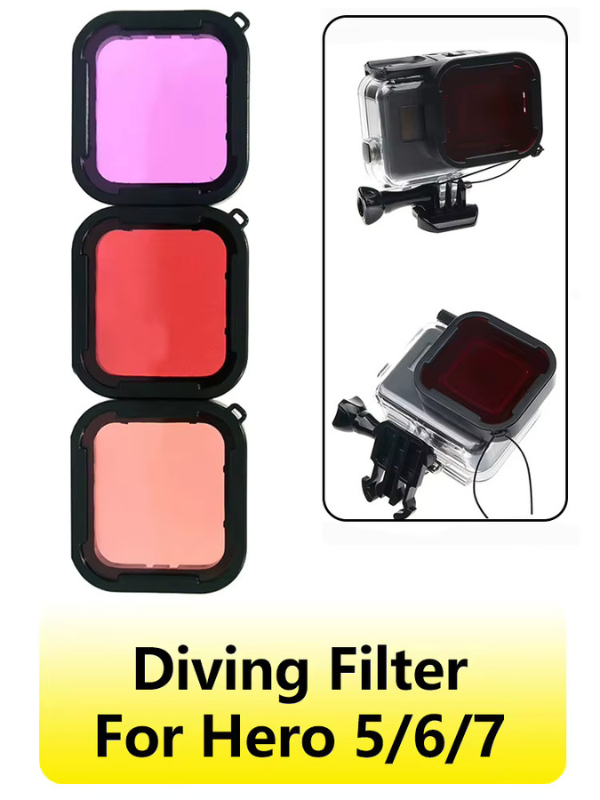 GoPro Tauchfilter mit Objektivdeckel für Hero 5, Hero 6 und Hero 7 in Rot, Lila und Rosa - Bild 6