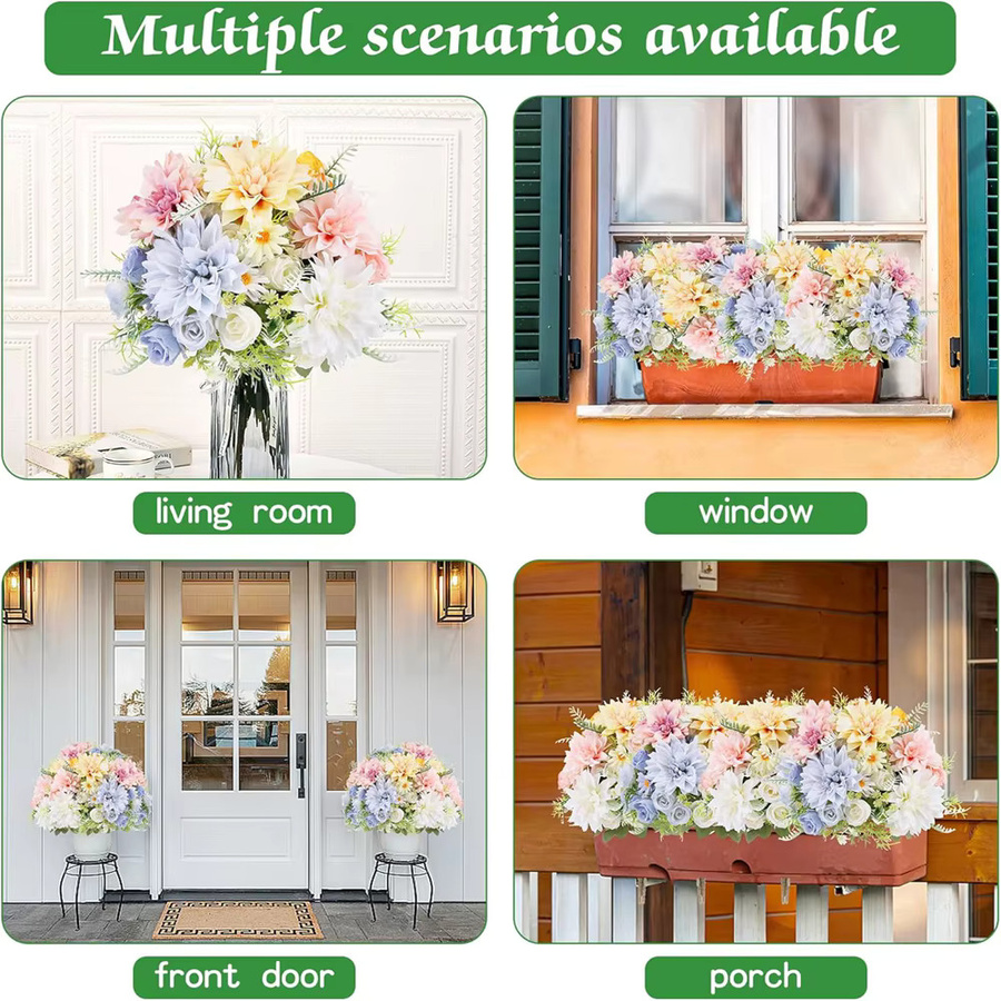 Künstliche Blumen-Set aus Seide mit Rosen, Dahlien und Hortensien in Multicolour für Hochzeiten und Tischdekoration - Bild 2