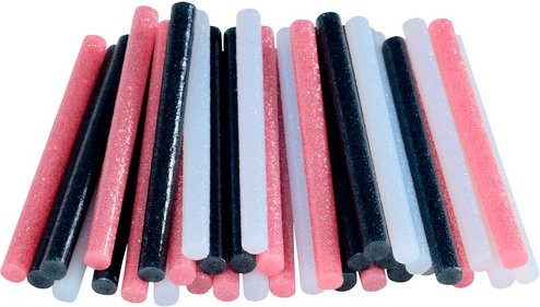 Rapid Glitzer Klebesticks für Ø 7 mm Heißklebepistolen, 36 Stück, Multicolor (Weiß, Schwarz, Rosa) - Bild 1