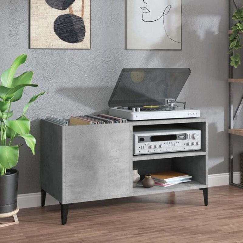 Vidaxl Plattenschrank in Grau aus Holzwerkstoff und Metall im Industrial Design, B/T/H: 84,5 x 38 x 48 cm - Bild 1