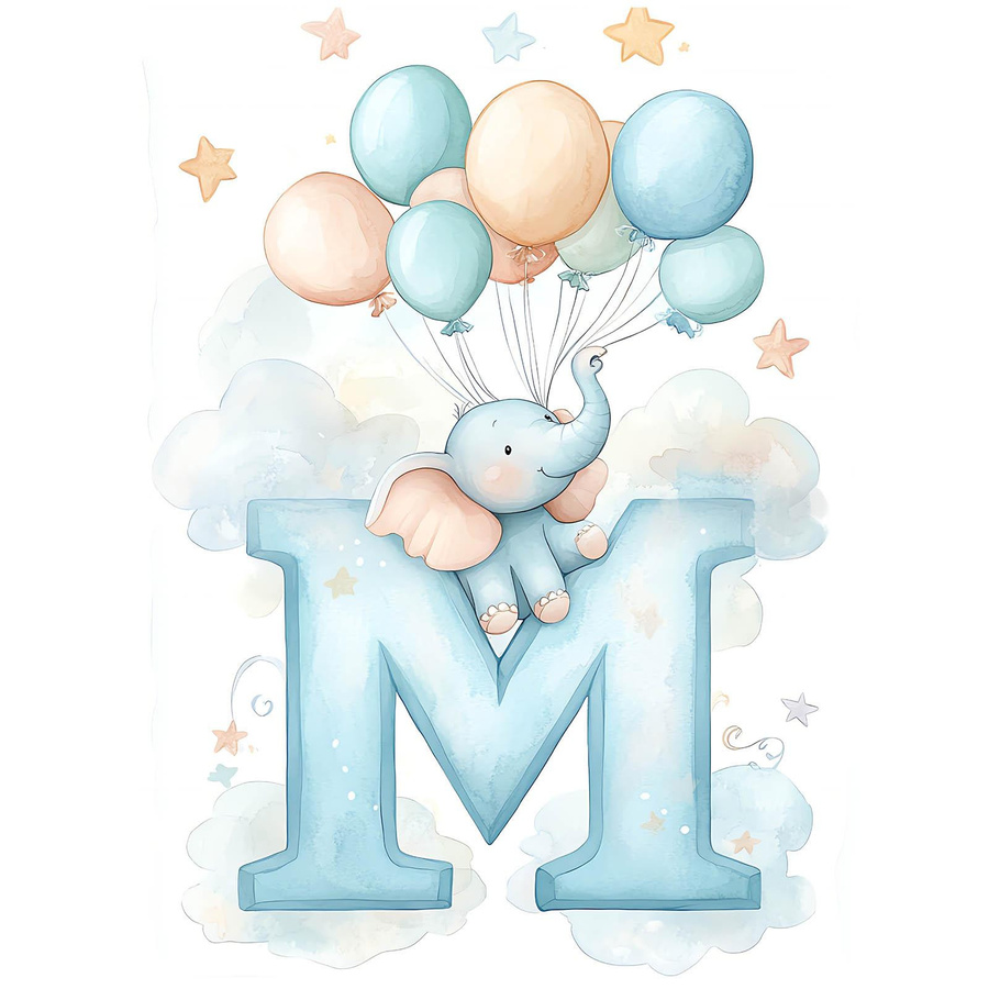 Poster Magisches M mit Ballons von Marcin Zbijowski im Holzrahmen Helleiche, B: 50 cm, H: 70 cm - Bild 2