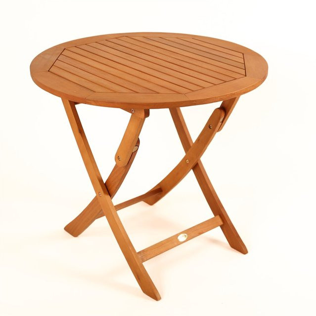 Sedex Klapptisch Capri aus geöltem Eukalyptusholz in Braun, Durchmesser: 80 cm - Bild 1
