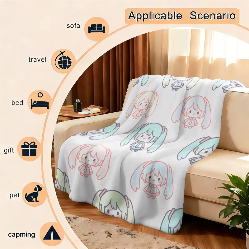 Hatsune Miku Flanellndecke mit Chibi-Druck in Multicolour - Bild 3