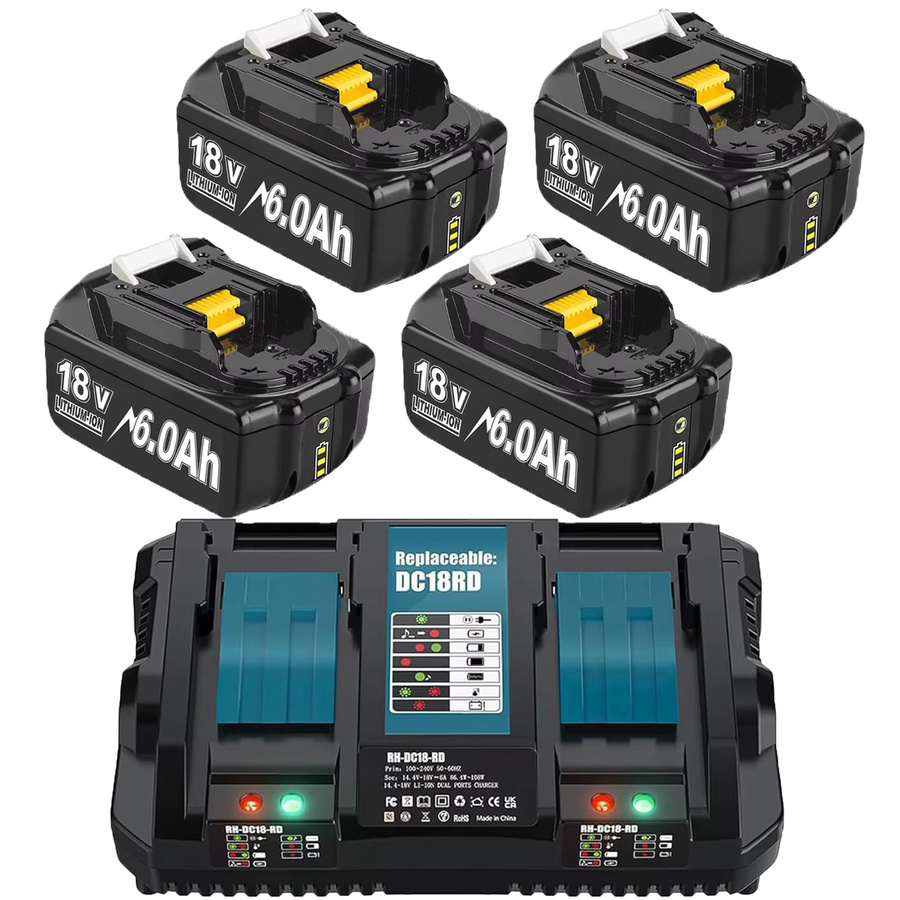 Turpow Ersatzakku für Makita BL1830 mit 6A Ladegerät, 18 V, 6000 mAh, Schwarz - Bild 5