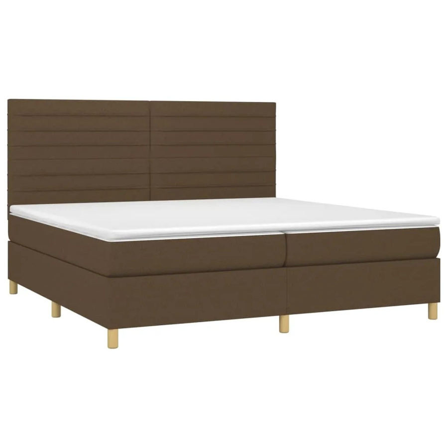 vidaXL Boxspringbett Hybrid mit Matratze und LED-Unterbettbeleuchtung in Dunkelbraun und Weiß, B/T/H: 200 x 203 x 128 cm - Bild 2