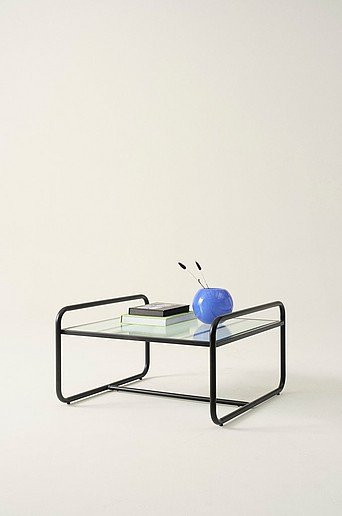 Jotex Couchtisch DOMINGO modern in Schwarz und Transparent mit Glasplatte, B/T/H: 80 x 80 x 30 cm - Bild 1