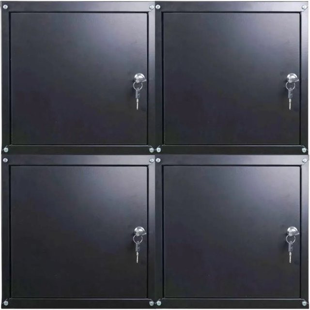 PROREGAL Cubic Schließfachwürfel Set aus Stahlblech, 4 Stück, Schwarz, H x B x T: 35 x 35 x 35 cm - Bild 1