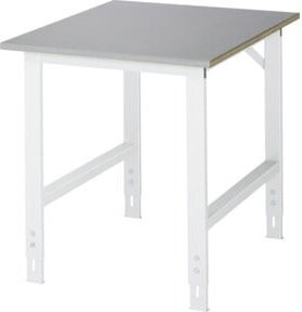 Rau Arbeitstisch Tom manuell höhenverstellbar mit Edelstahlbelag silber/lichtgrau B: 75 cm, T: 100 cm, H: 76-108 cm - Bild 1